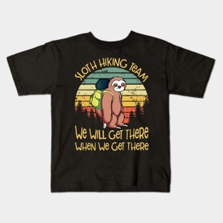 Sloth Hiking Team TShirt Vintage Sloth T Shirt Gift Kids T-Shirt